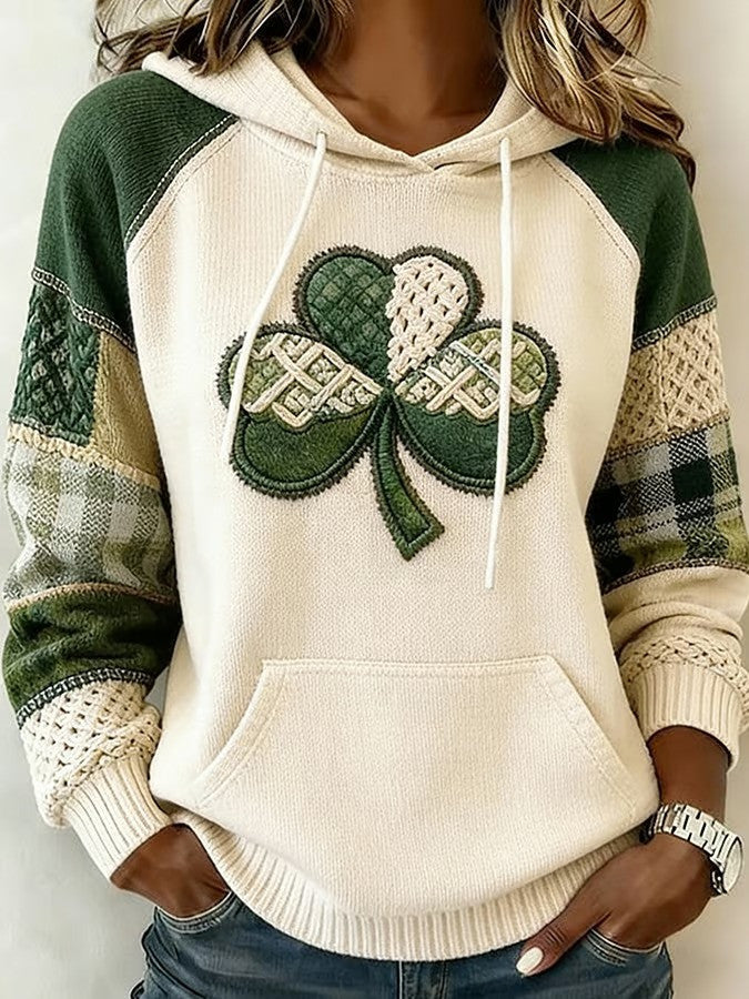 Women's St. Patrick's Day Art Print Raglan Sleeve Knit Sweater