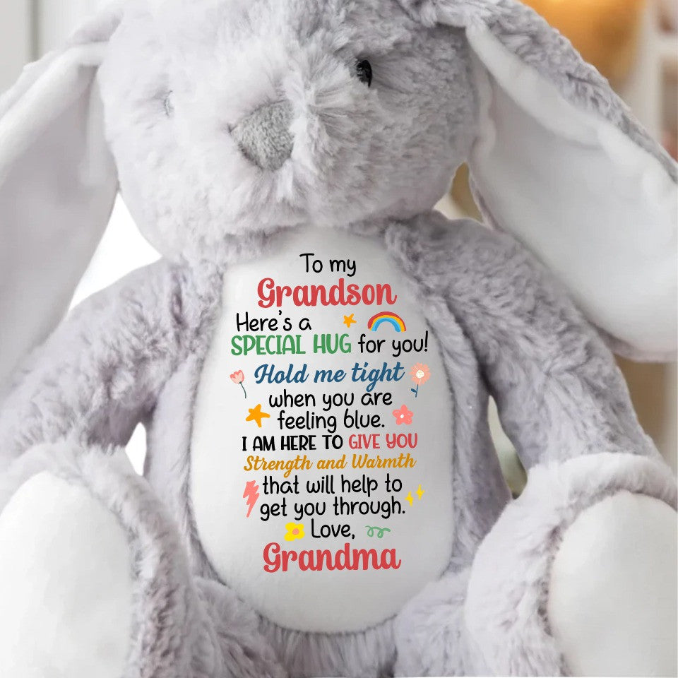 I Am Here To Give You - Personalized Stuffed Bunny Gift For Grandson From Grandma