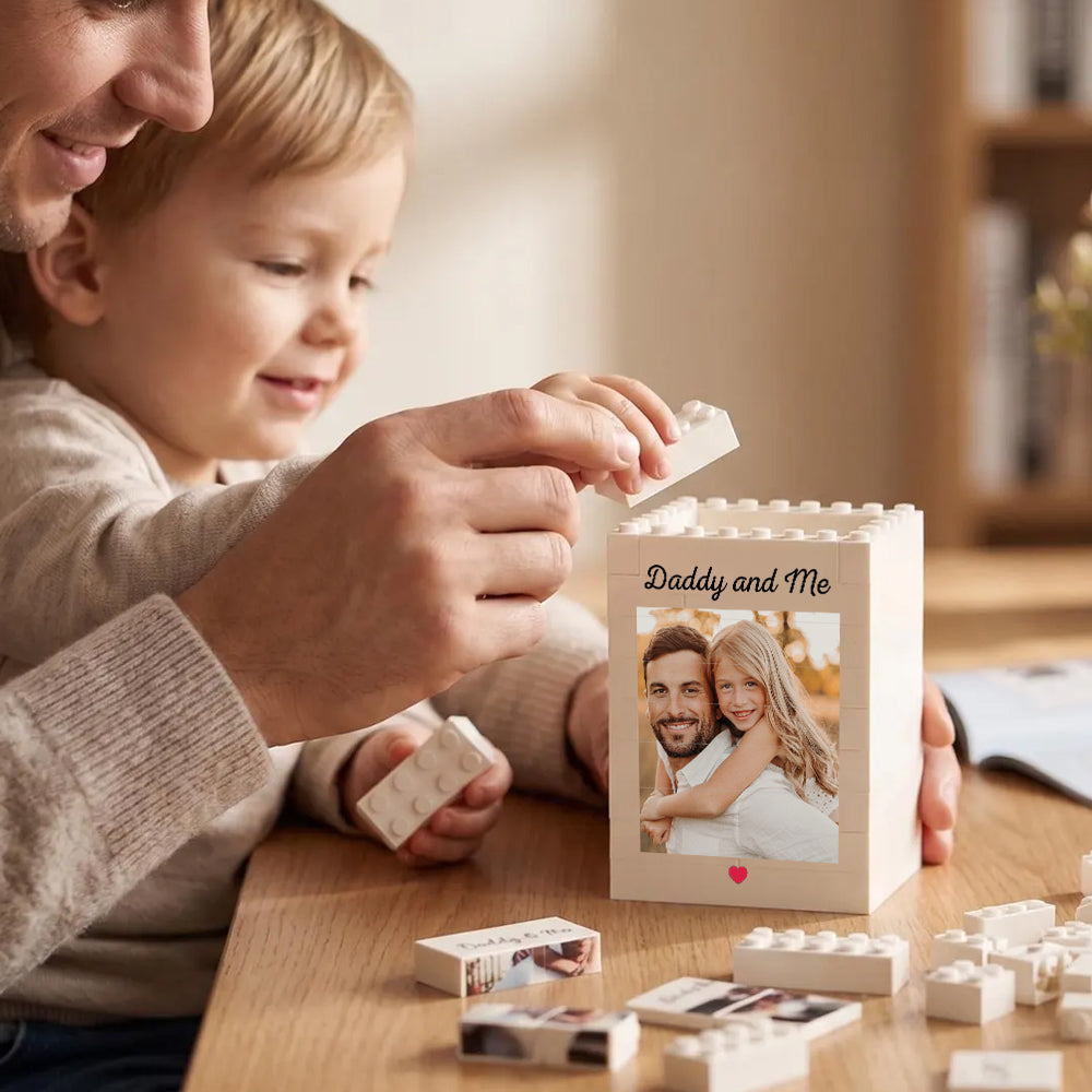 Custom Photo Brick Block Pen Box - Daddy And Me