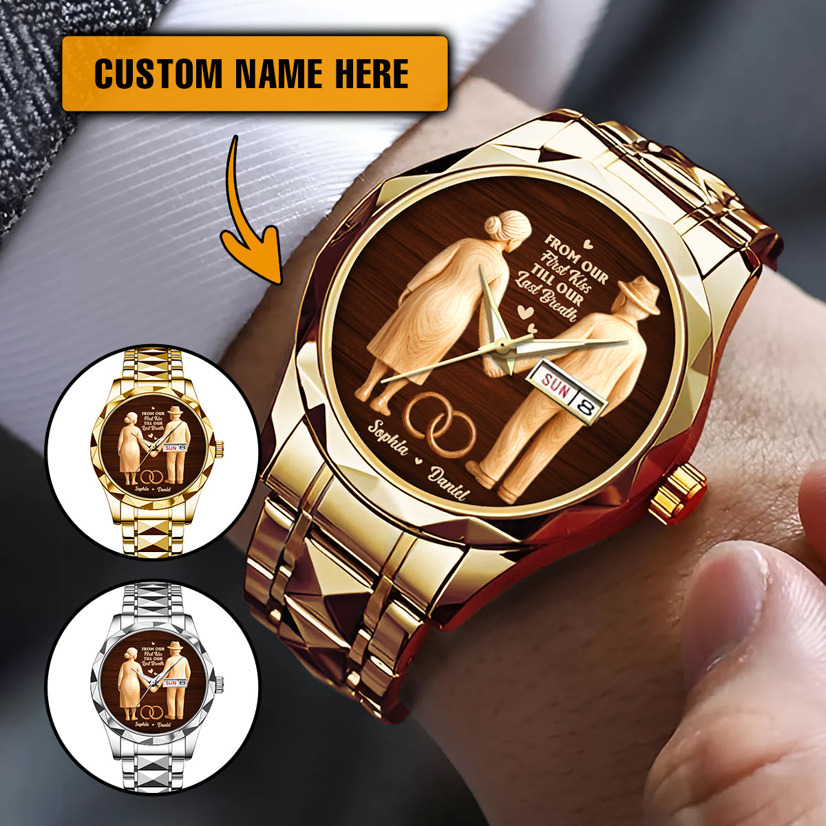 From Our First Kiss Till Our Last Breath - Personalized Men's Wrist Watch