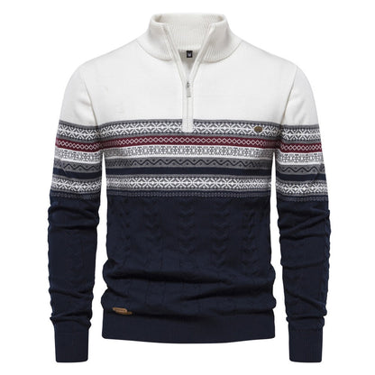 Half Zip Knit Pullover Sweater - oukumen