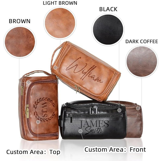 Personalized Toiletry Bag for Men, Engraved Name Initials Toiletry Bag