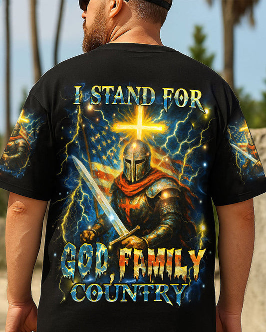 I Stand For God Family Country Men's All Over Print Shirt