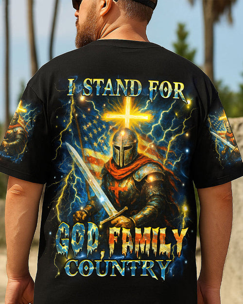 I Stand For God Family Country Men's All Over Print Shirt