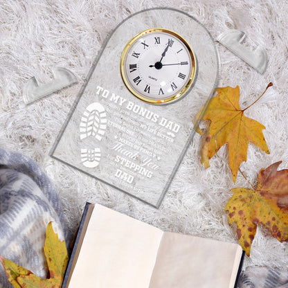 To My Bonus Dad - Acrylic Desk Clock Plaque