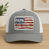 Dad Grandpa Papa Nation Flag Personalized Leather Patch Hat