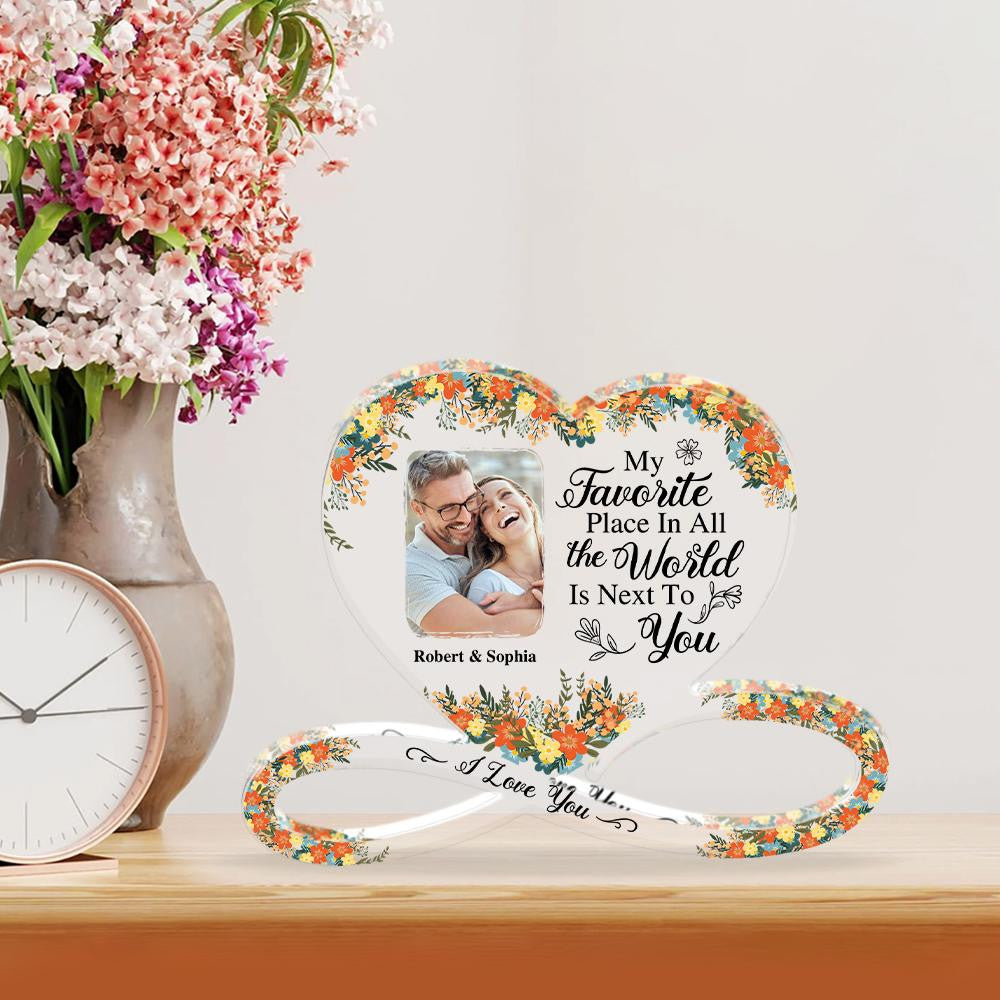 My Favorite Place In All the World Is Next To You - Personalized Father's Day Father Custom Shaped Acrylic Plaque