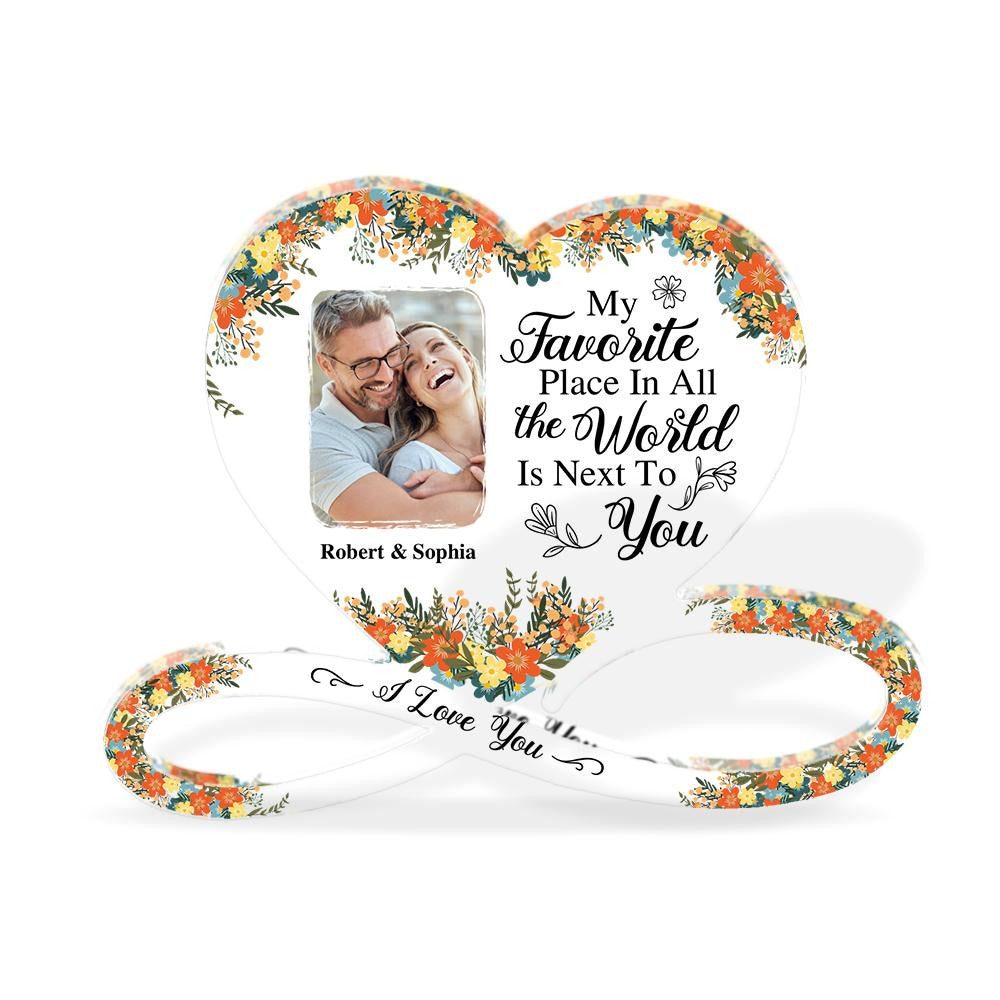 My Favorite Place In All the World Is Next To You - Personalized Father's Day Father Custom Shaped Acrylic Plaque