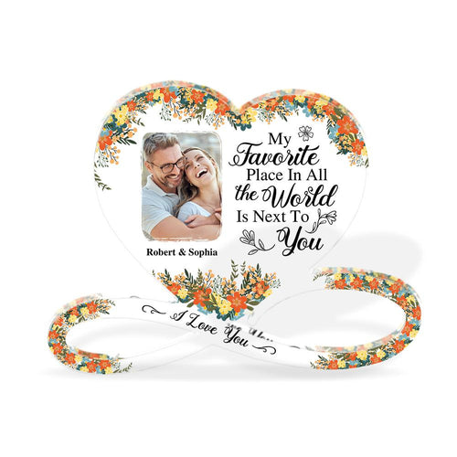 My Favorite Place In All the World Is Next To You - Personalized Father's Day Father Custom Shaped Acrylic Plaque