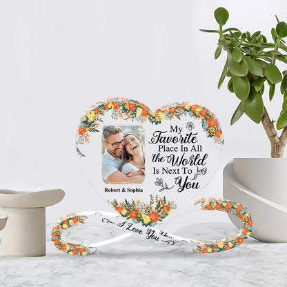 My Favorite Place In All the World Is Next To You - Personalized Father's Day Father Custom Shaped Acrylic Plaque