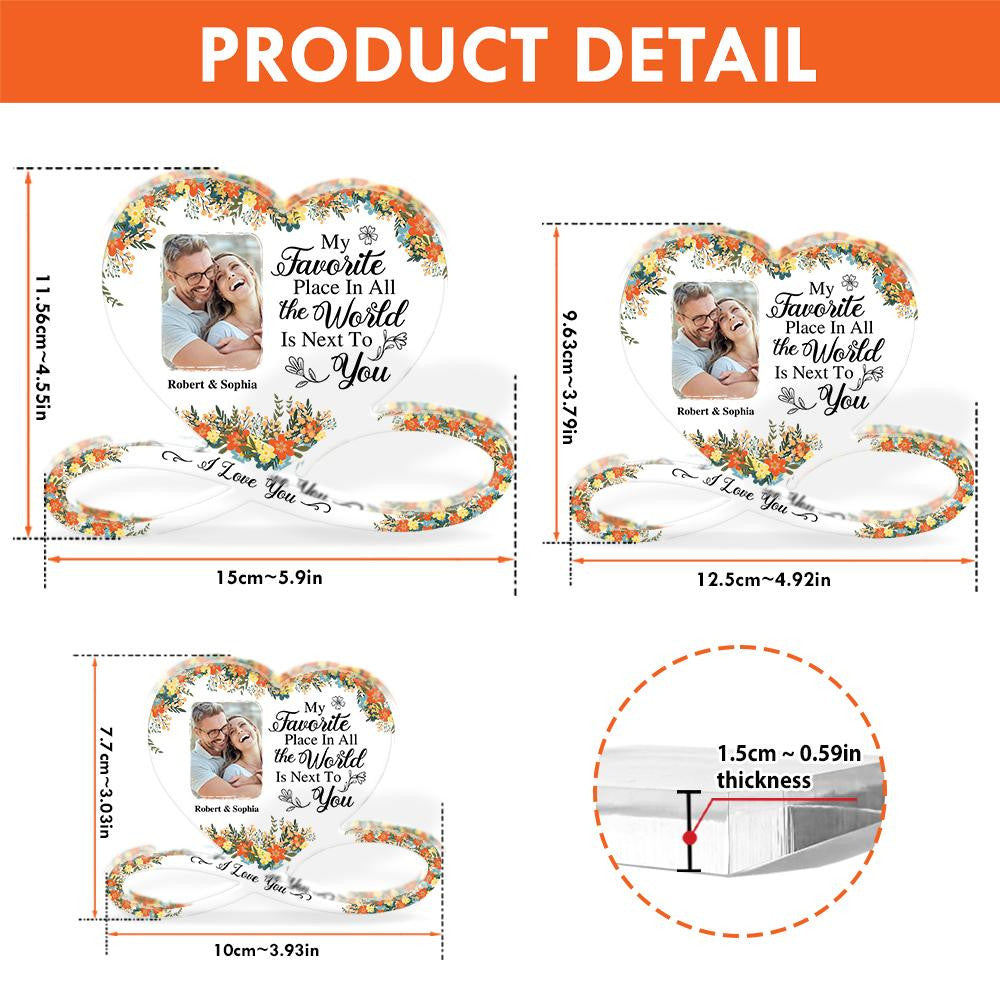 My Favorite Place In All the World Is Next To You - Personalized Father's Day Father Custom Shaped Acrylic Plaque