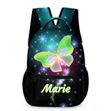 Dazzling Butterfly Name Customized Backpack - School Season Gift for Kids