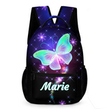 Dazzling Butterfly Name Customized Backpack - School Season Gift for Kids