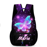 Dazzling Butterfly Name Customized Backpack - School Season Gift for Kids