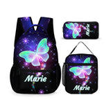 Dazzling Butterfly Name Customized Backpack - School Season Gift for Kids
