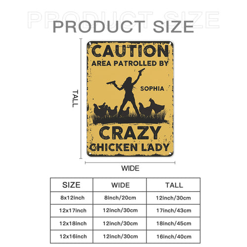 The Warning Area is Patrolled by the Crazy Hen Mother - Personalized Name Metal Retro Painting