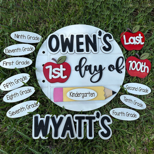 Personalized First/100th/Last Day of School Interchangeable Back to School Sign Prop For Kids Gift Ideas