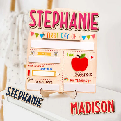 Personalized First and Day Last Day of School Sign, Interchangeable Names