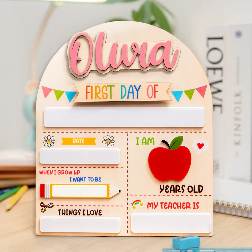 Personalized First and Day Last Day of School Sign, Interchangeable Names
