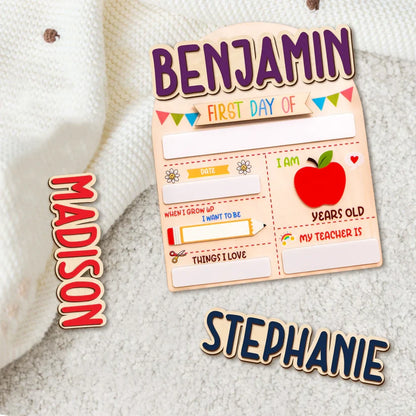 Personalized First and Day Last Day of School Sign, Interchangeable Names