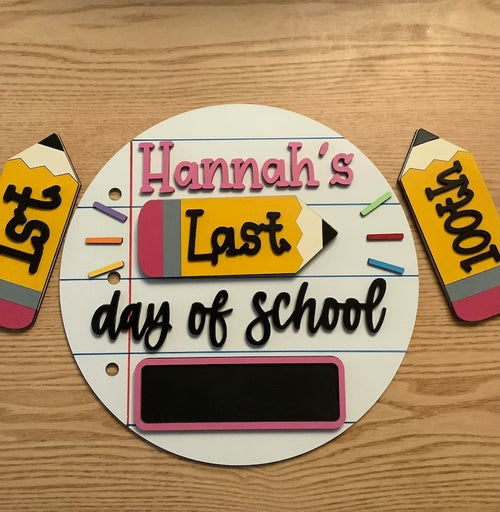 Interchangeable 1st & Last Day of School Sign – Reusable Back to School Milestone Prop Kit