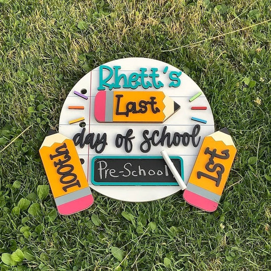 Interchangeable 1st & Last Day of School Sign – Reusable Back to School Milestone Prop Kit