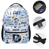 I Am Strong Brave Smart Back To School - Personalized Space Backpack - Gift For Boys, Kids