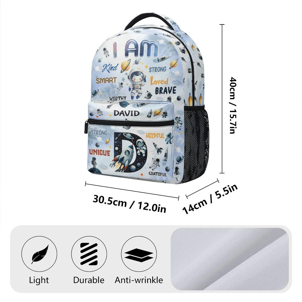I Am Strong Brave Smart Back To School - Personalized Space Backpack - Gift For Boys, Kids