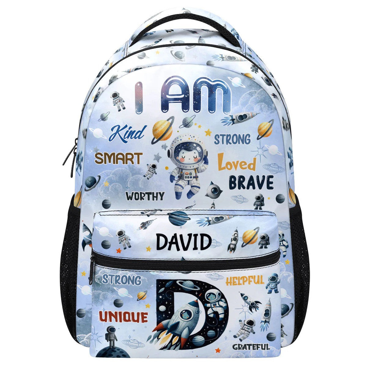 I Am Strong Brave Smart Back To School - Personalized Space Backpack - Gift For Boys, Kids