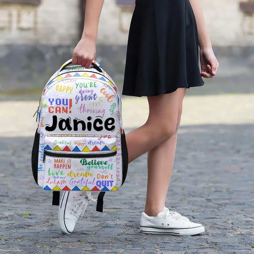 You Can! Believe Yourself Don't Quit Back to School - Personalized Backpack - Gift For Girls, Kids