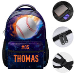 Flaming Sports Bag With Name & Number - Personalized Kid Backpack - Gift For Kids, Back To School