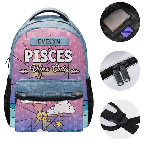 Horoscope Vibes Only Back to School - Personalized Backpack - Gift For Zodiac Lovers, Kids