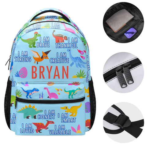 I Am Brave I Am Smart I Am Loved Back to School - Personalized Dinosaur Backpack - Gift For Kids