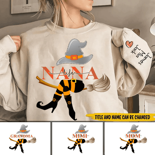Personalized Grandma Life Witch With Grandkids Halloween Sweatshirt