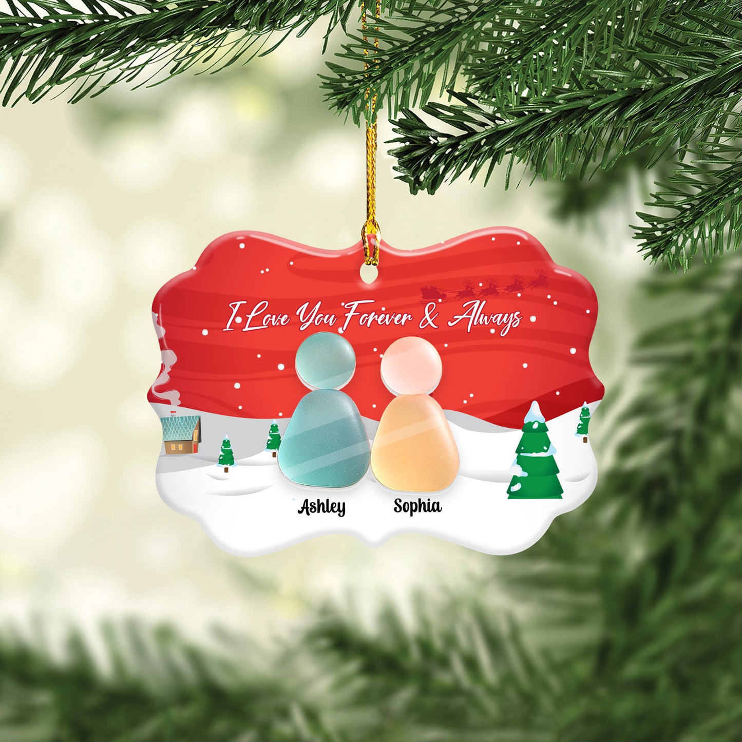 Custom Sea Glass Ceramic Ornament - Personalized Christmas Gifts
