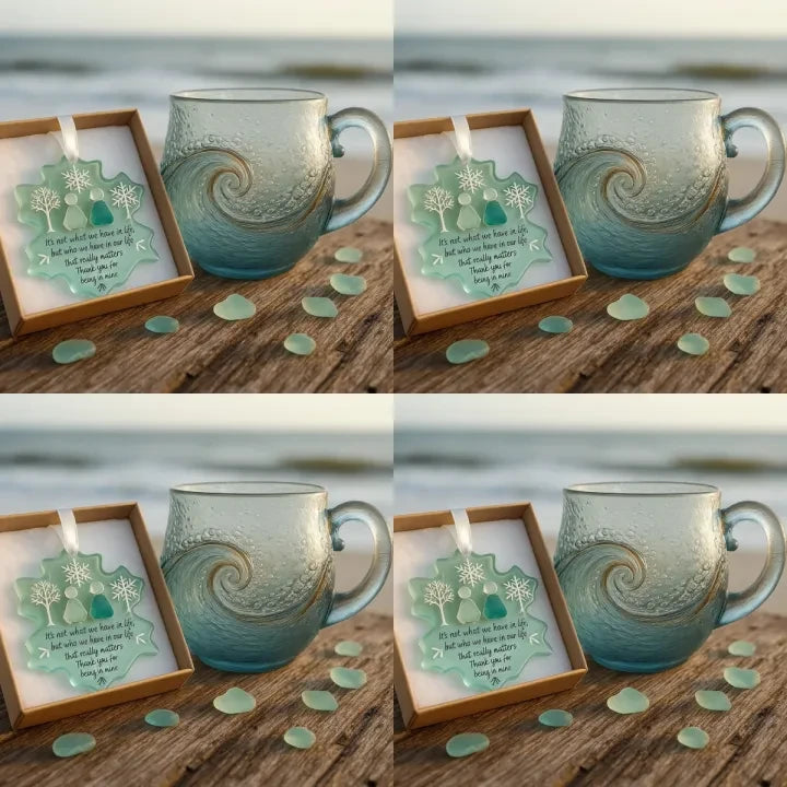 🎄Christmas Best Gifts🔥 Unique Handcrafted Sea Glass Ocean Wave Mug🎁Free Gifts