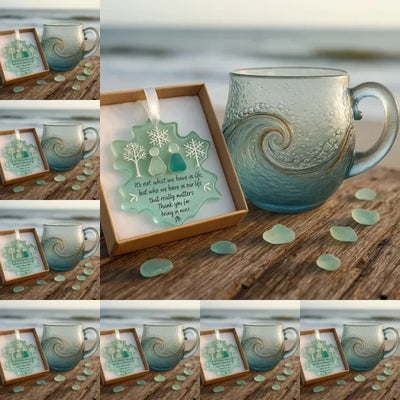 🎄Christmas Best Gifts🔥 Unique Handcrafted Sea Glass Ocean Wave Mug🎁Free Gifts