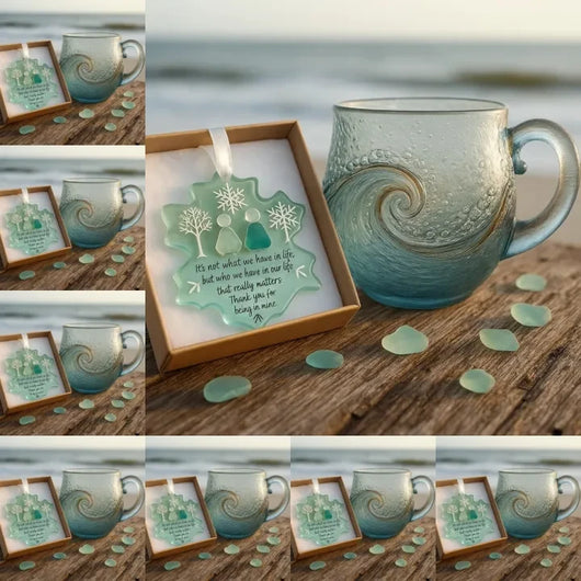 🎄Christmas Best Gifts🔥 Unique Handcrafted Sea Glass Ocean Wave Mug🎁Free Gifts