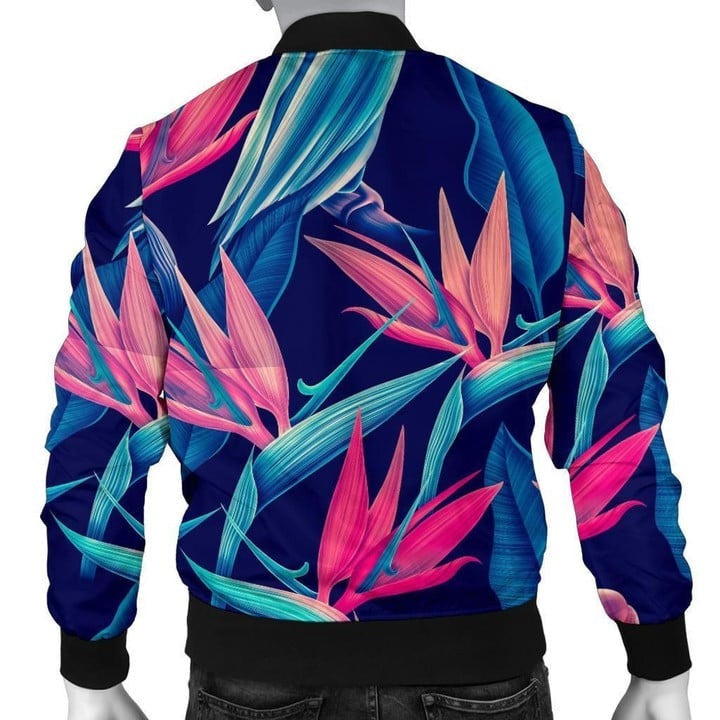 Tropical Flower Pattern Print Design Tf024 Men Bomber Jacket