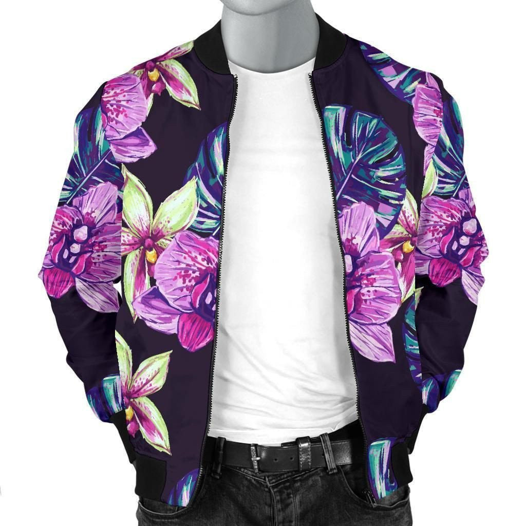 Orchid Pattern Print Design Or010 Men Bomber Jacket