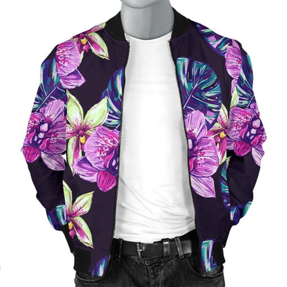 Orchid Pattern Print Design Or010 Men Bomber Jacket