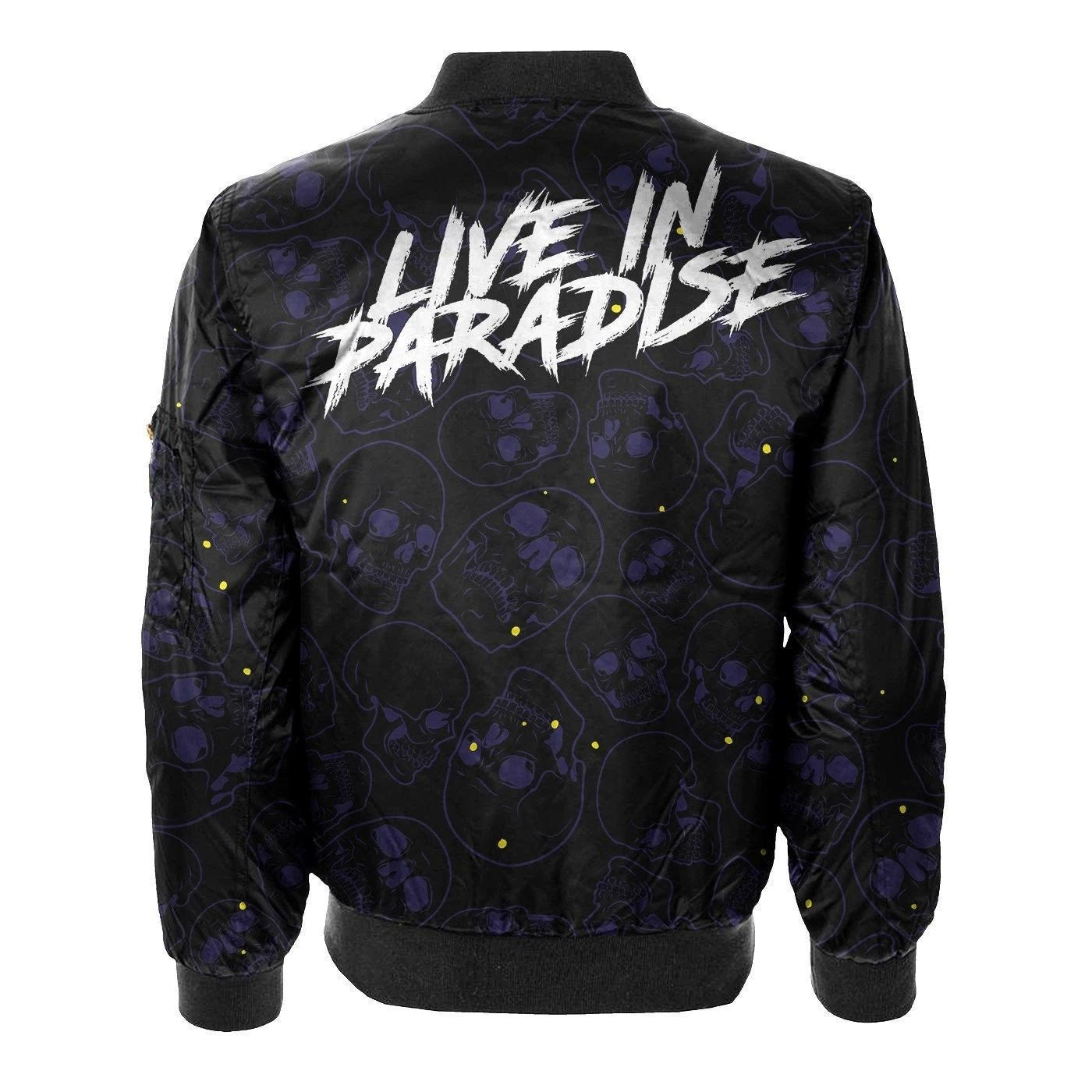 Live In Purple Black 3d Printed Unisex Bomber Jacket