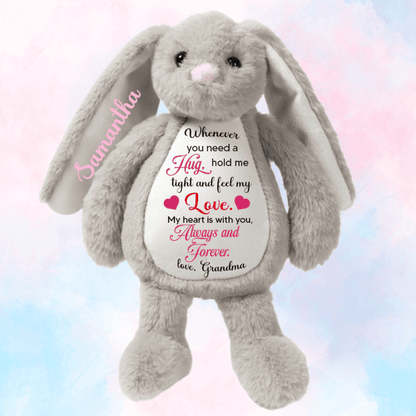 "Hug" Personalized Bunny