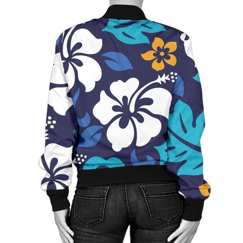 Colorful Hibiscus Pattern Bomber Jacket