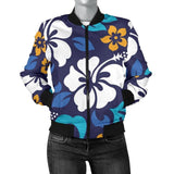 Colorful Hibiscus Pattern Bomber Jacket