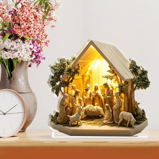 Newborn flat Christmas scene desktop decoration