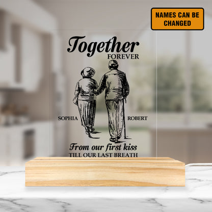 Together Forever - Custom 3D Led Light Pine Wooden Base