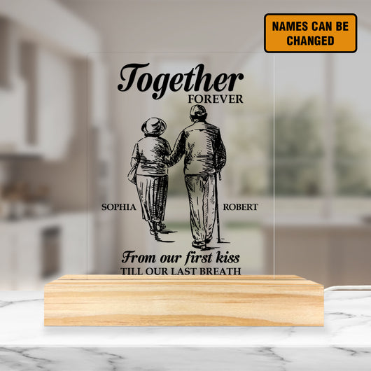 Together Forever - Custom 3D Led Light Pine Wooden Base