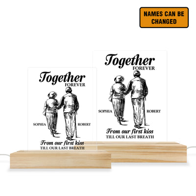 Together Forever - Custom 3D Led Light Pine Wooden Base