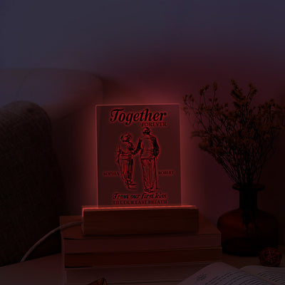 Together Forever - Custom 3D Led Light Pine Wooden Base